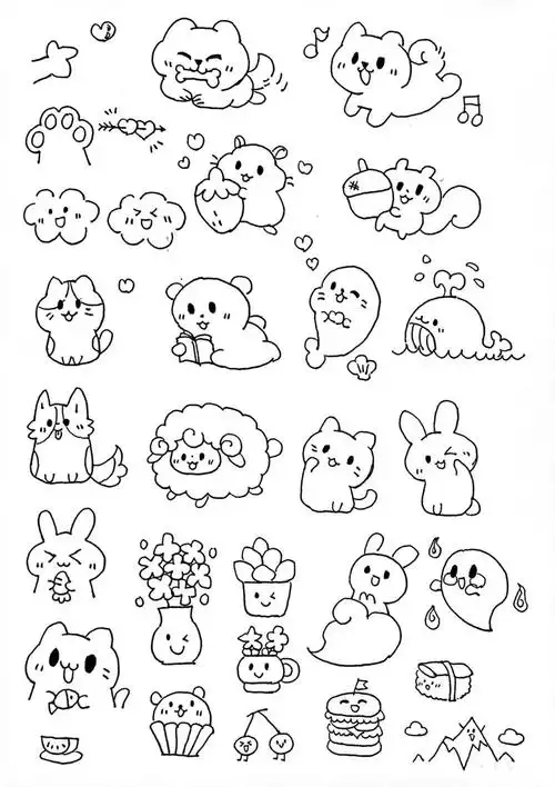 下班以后在家画画吧在网上看到《萌系手绘简笔画,记录生活的小美好》