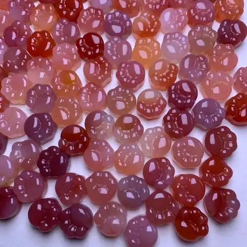 粉色盐源玛瑙饰品配件蜜桃猫爪民族手工打磨抛光吊坠渐变卡通散珠