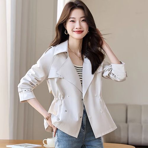 岁至50岁女人穿的气质女装春装外套双排扣短款风衣女2024年春秋 米色