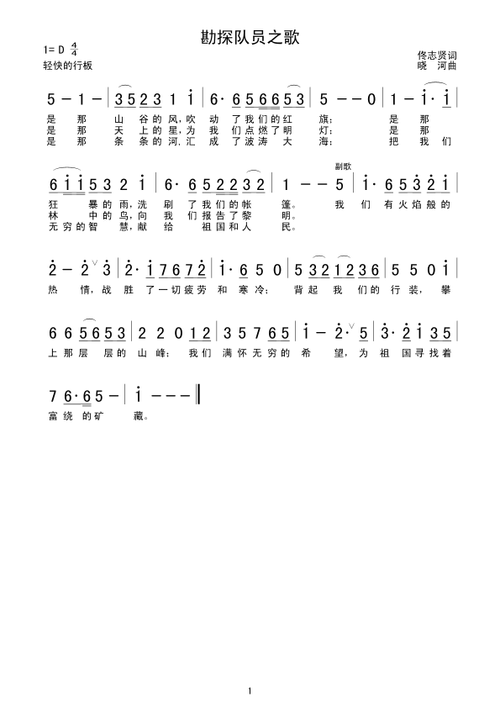 勘探队员之歌 歌谱简谱网