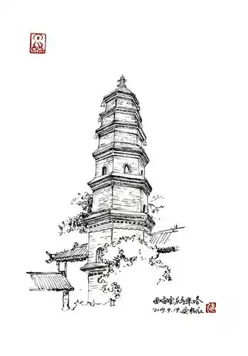 陕西古塔手绘系列之一