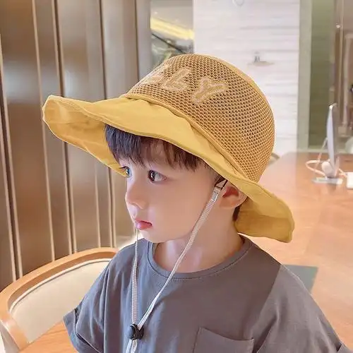 儿童遮阳帽宝宝夏季大帽檐网帽透气男童帅气防晒帽女太阳帽渔夫帽威珺