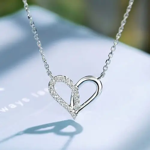 宝石矿工 桃心项链女 18k金钻石锁骨链 白金爱心吊坠真钻女au750