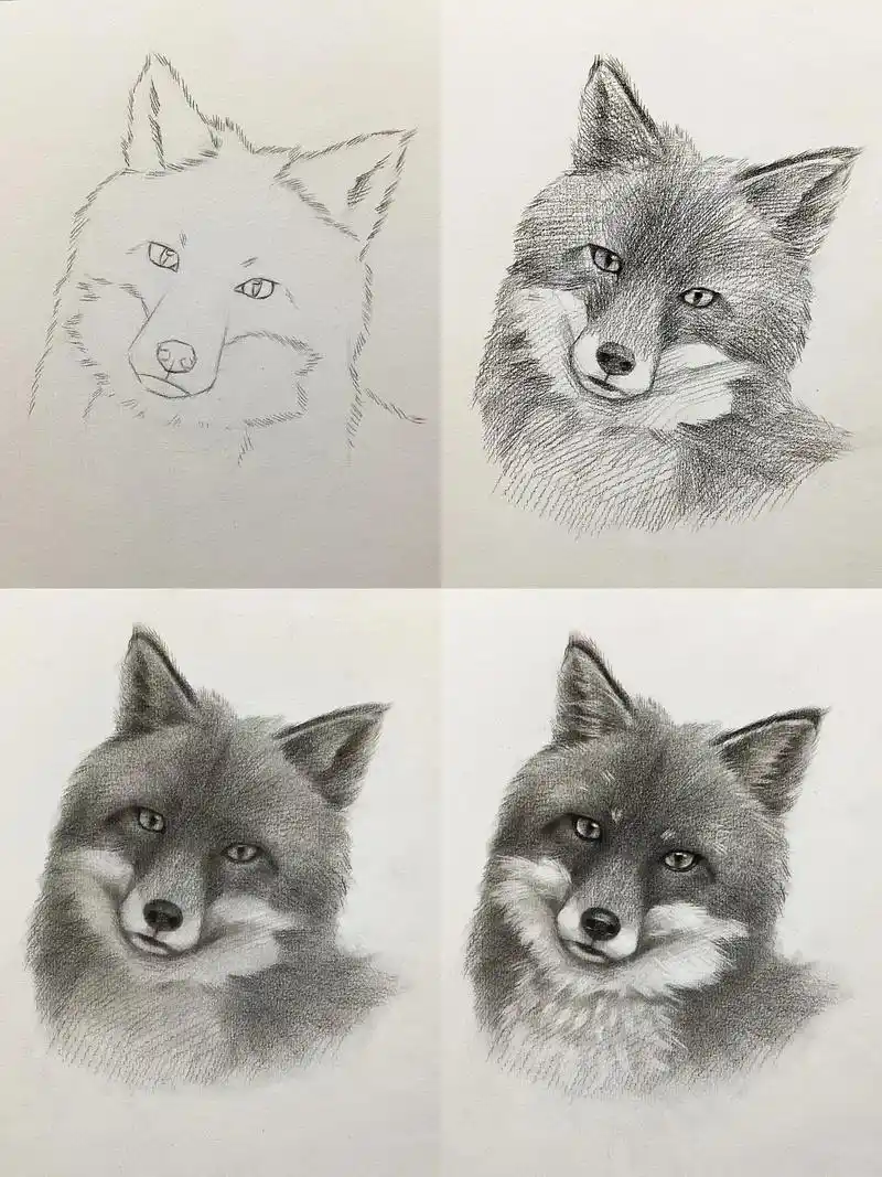 素描动物 狐狸详细图文步骤#抖音活动大赏 #图文伙伴计划 # - 抖音