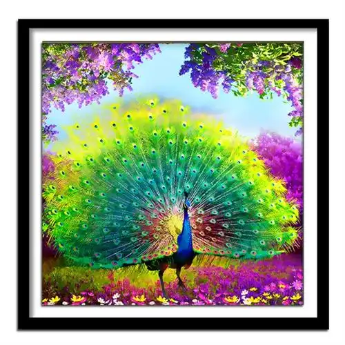 新款5d钻石画孔雀开屏点砖贴钻十字绣动物水晶画客厅卧室满钻石绣