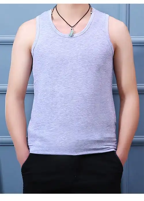 男士莫代尔跨栏背心-弹力修身透气背心男-运动无袖背心厂家