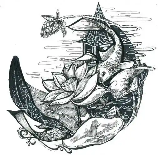 黑白线描装饰画