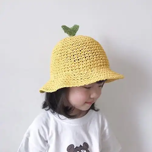 女童草帽儿童渔夫帽宝宝透气沙滩帽薄款男童防晒遮阳帽太阳帽夏天