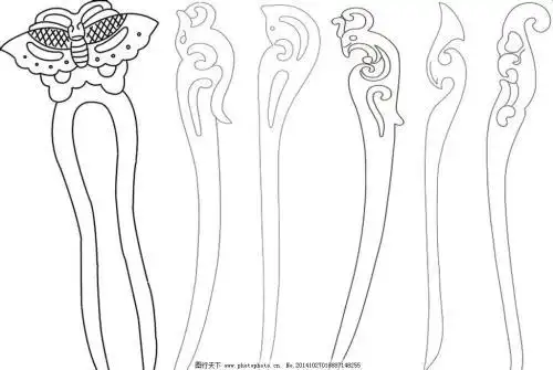 手绘古代发钗简笔画