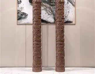 新中式雕花柱子3d模型下载