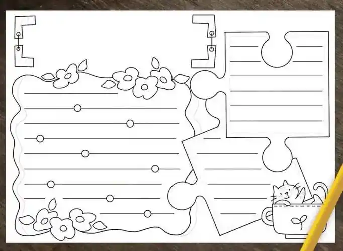 通用手抄报模板(黑白可打印)描边涂色