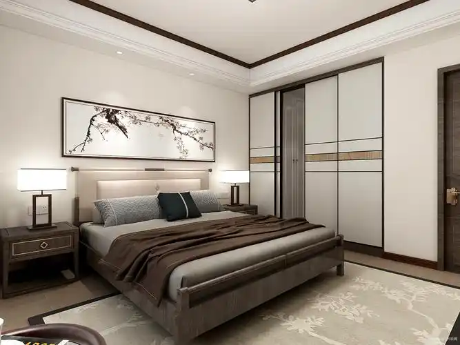 新中式风格样板间主卧衣柜设计图片