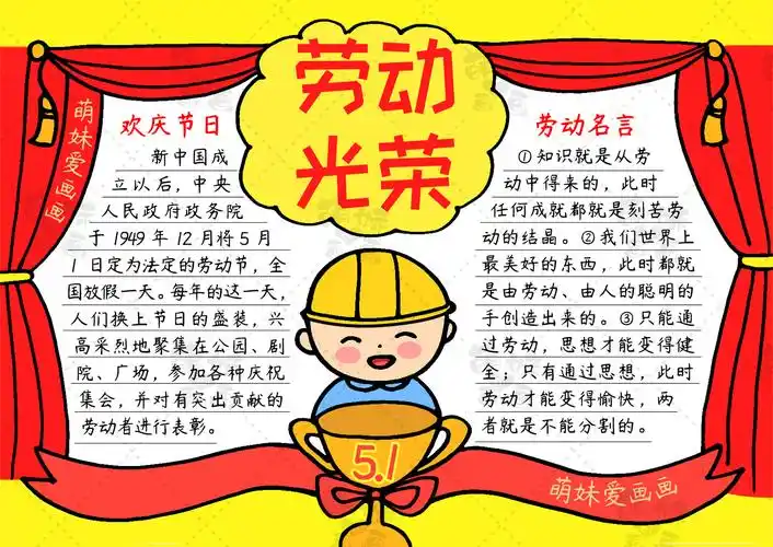 五一英语手抄报内容(含文字内容的2023五一劳动节手抄报及主题画合集