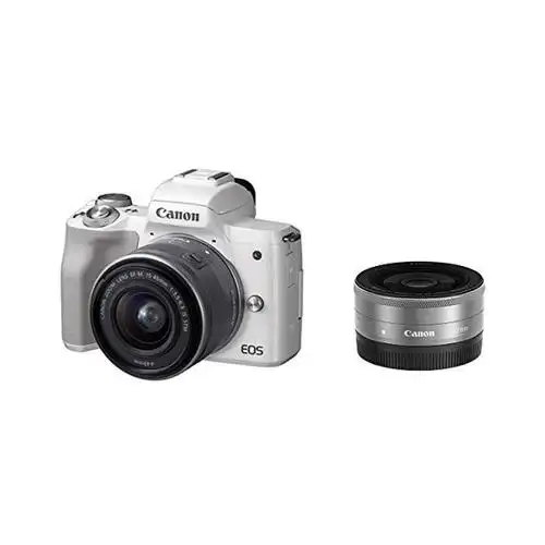 日本直邮canon佳能无反光镜可换镜头相机中双镜头eoskissmwh wlk - 爱