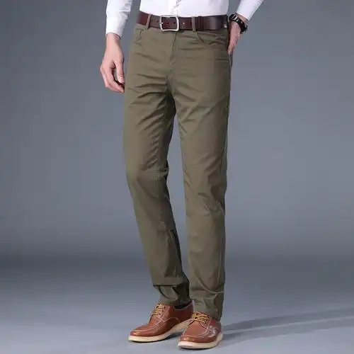 2023新款男士潮流休闲裤子夏季薄款宽松直筒弹力商务纯棉西裤