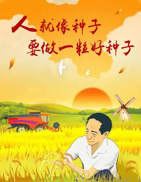 湖南工程学院海报寄哀思插画还原稻田梦