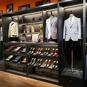 定制高档西装展示柜服装店男装烤漆礼服陈列式衬衣领带领结皮鞋柜