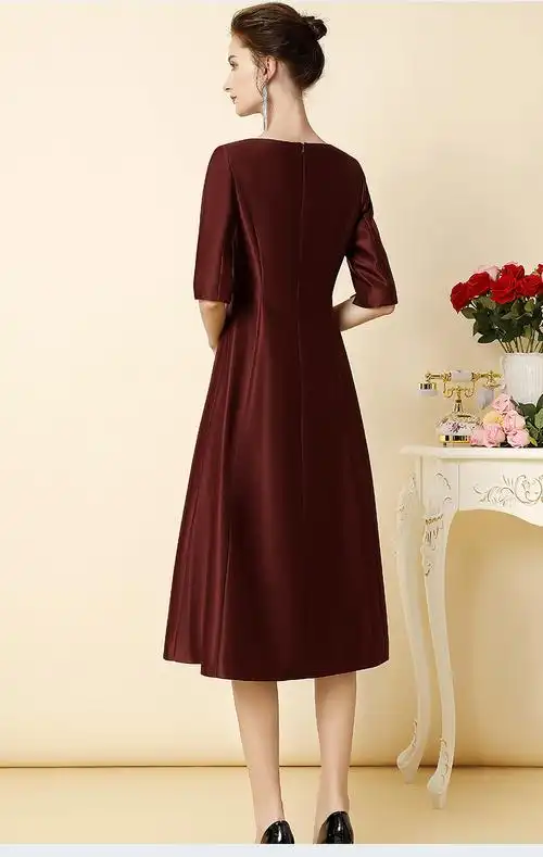 儿子结婚妈妈穿的喜庆衣服夏季高端大气喜婆婆装礼服婚宴酒红色xxl