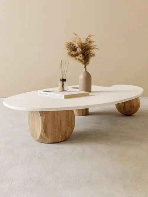 北欧实木侘寂风茶几小户型设计师艺术2021年新款异形创意家具