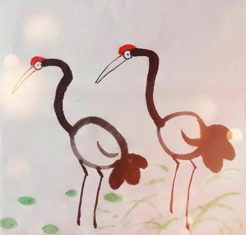 与"心"相约,"疫"路同行——幼儿居家活动第四期大班水墨画《丹顶鹤》