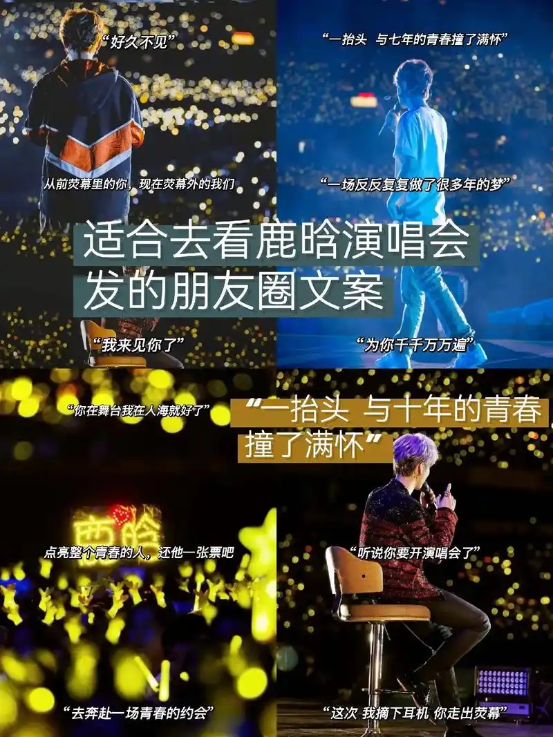 适合去看鹿晗演唱会发的朋友圈文案.178 "好久不见" 278  - 抖音