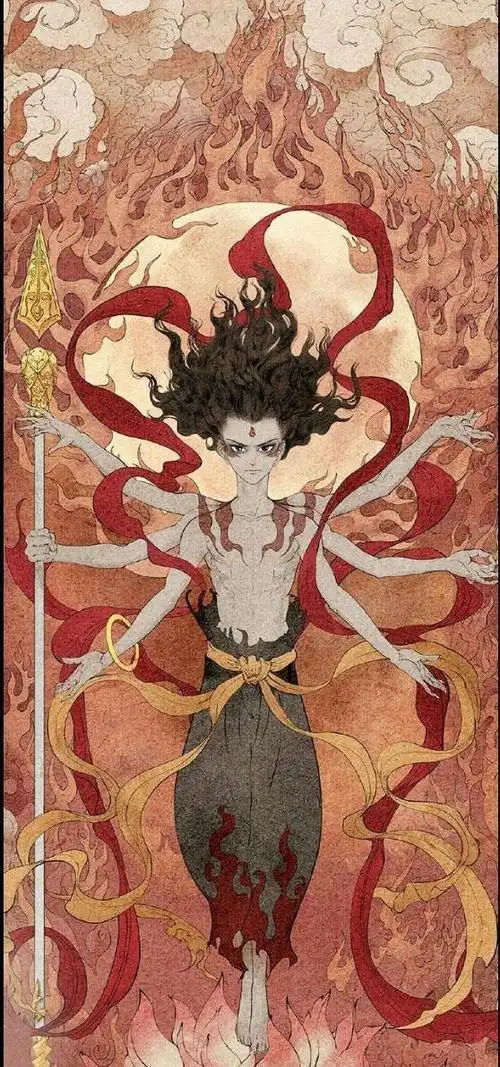 哪吒之魔童降世简笔画全身三头六臂