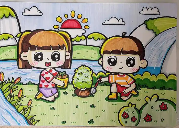 线稿  #临摹  #手绘临摹  #保护大自然  #植树节保护森林  #植树节