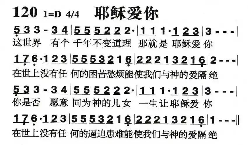 耶稣爱你) / 南窗听雨编辑相关歌谱:[简谱]第17首 -耶稣爱你(赞美