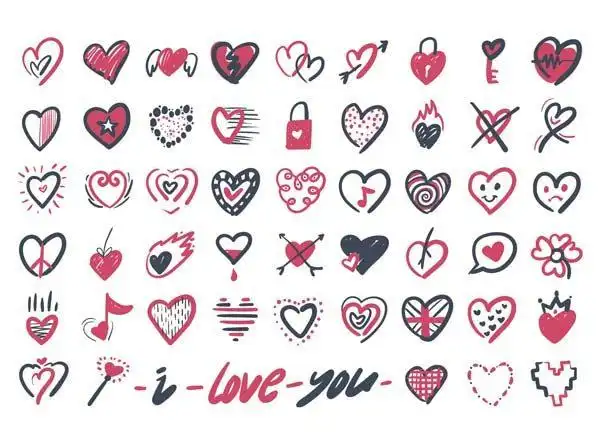 手绘的爱心免费图标16素材网精选矢