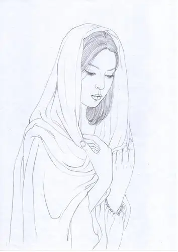 工笔人物白描线稿