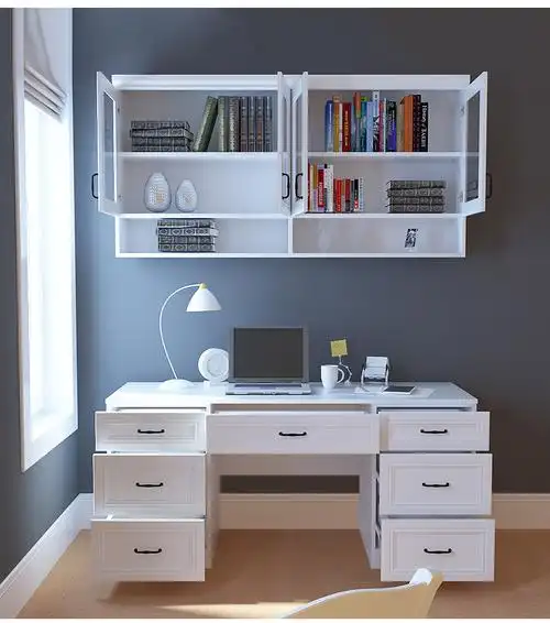 喧嚣之后简约电脑桌抽屉写字桌书桌吊柜组合挂墙式定制1.