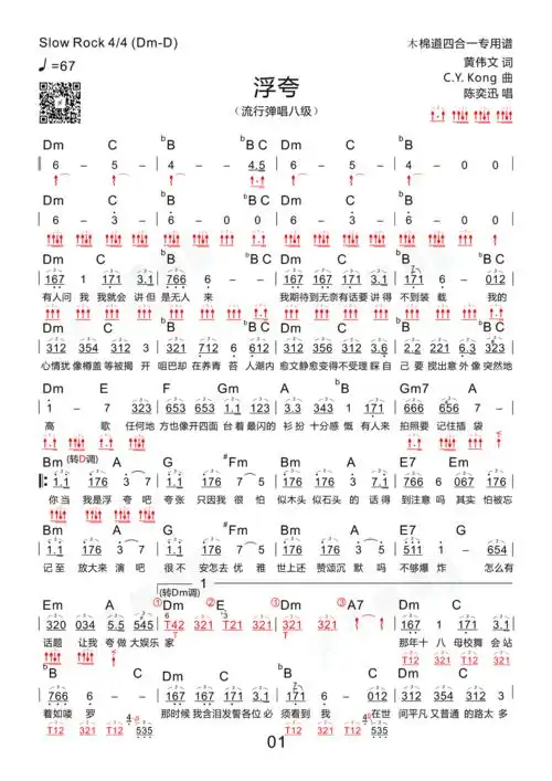 浮夸(四合一吉他谱 木棉道琴行)吉他谱1