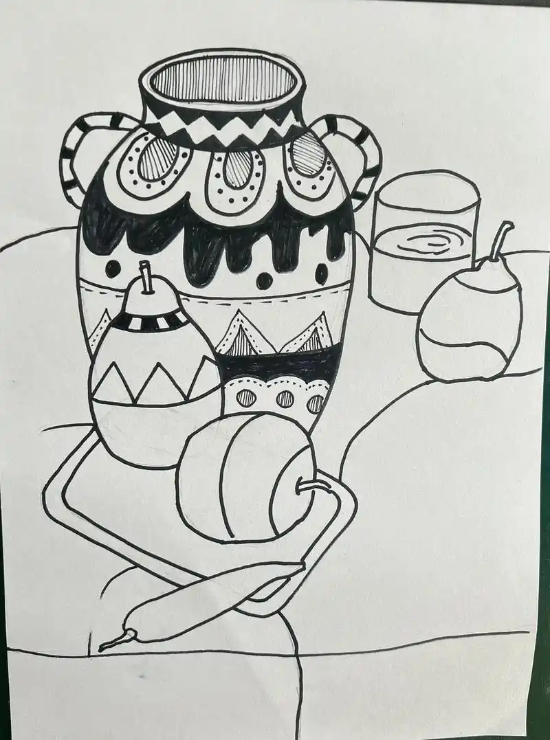 线描色彩步骤图 那些瓶瓶罐罐#少儿美术教育 #跟我一起学画画 - 抖音