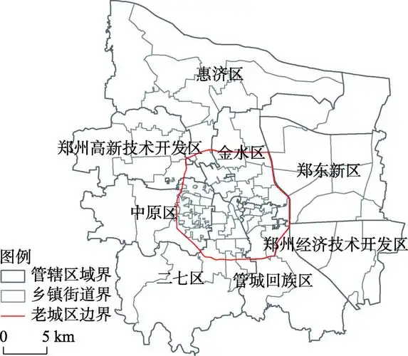 1  郑州市区的街道办事处分布