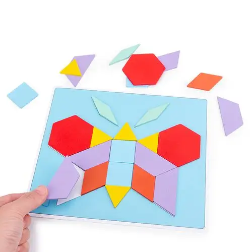 儿童七巧板拼图智力早教几何几何形形状拼板3-4-6岁拼图