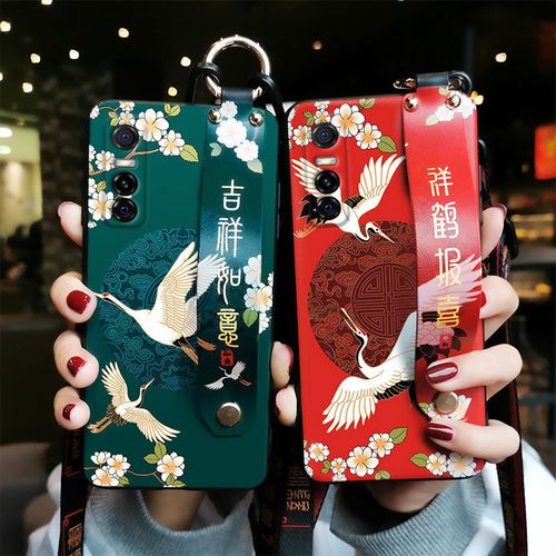 vivo y73s手机壳防摔v2031a硅胶全包网红古风手机壳女款斜挎腕带