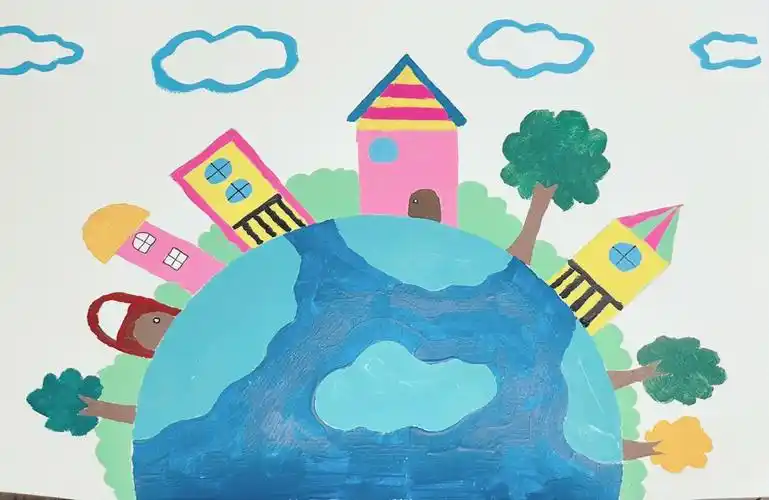 幼儿园作品大赛水粉画保护地球