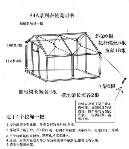 展开全部 军用84a型帐篷安装说明书