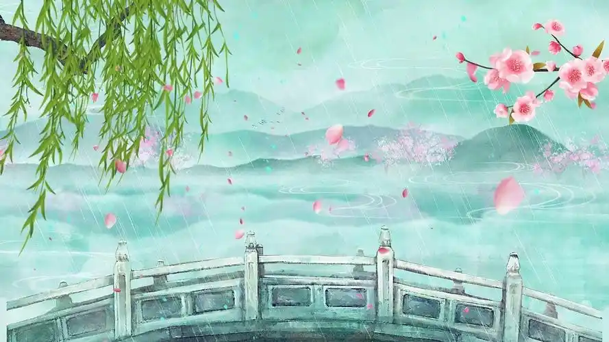 4k唯美古风山水水墨背景视频桃花古风桃花背景