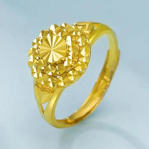 满天星足金结婚食指黄金戒指抖音经典款开活口手饰