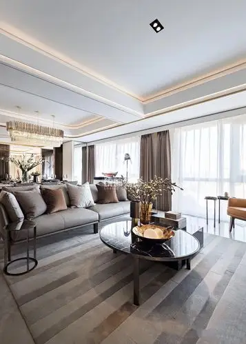 浦东新区财富海景160平轻奢客厅装修效果图