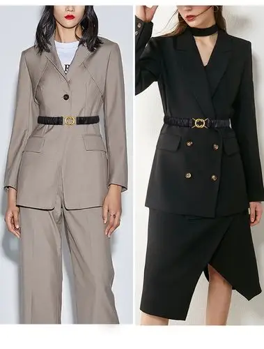 香港专柜正品定制迪丽热巴明星同款羊皮松紧腰带女百搭大毛衣装饰西装