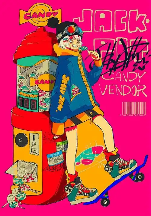 饱和度超高的涂鸦风格人物插画鲜艳的色彩带来无限活力