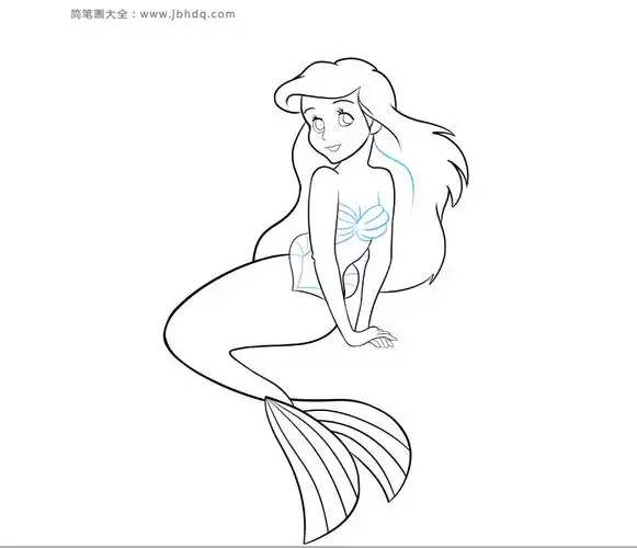 卡通美人鱼的画法