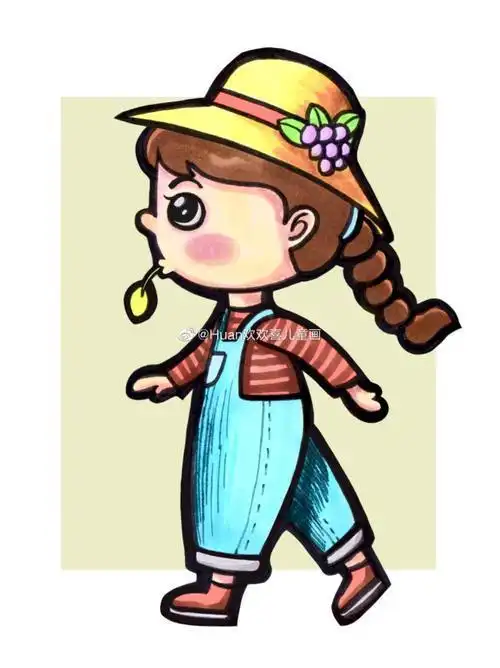 小男孩简笔画文化儿童画简笔画素材-人物侧面半侧面站姿儿童画简笔画