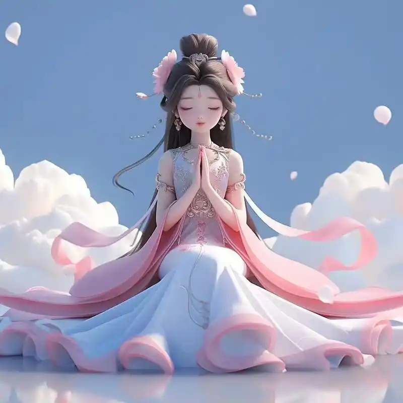 双手合十的女生头像.