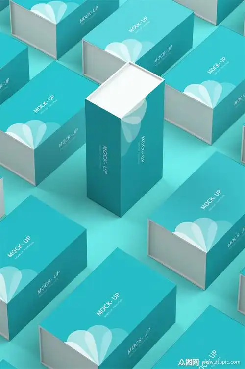 蓝色包装盒样机模板模板下载-编号903476-众图网