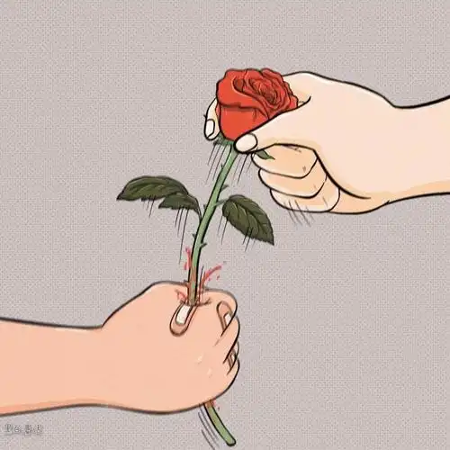 带刺的玫瑰_默剧漫画_黑白漫话