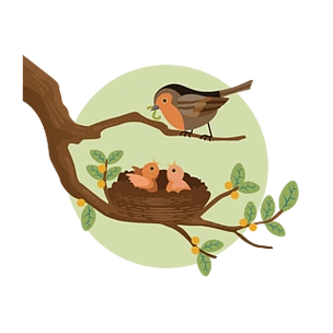 简约扁平卡通鸟巢小鸟鸟窝矢量元素