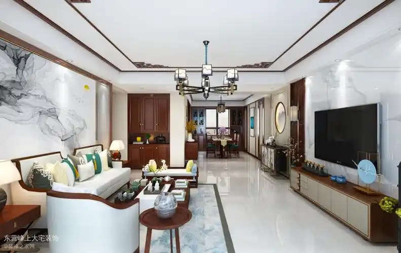 金融小区 新中式 _装修案例图_东营市峰上大宅装饰工程有限公司装修